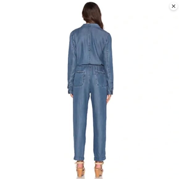Free People Lou Imperial Blue Denim Long Sleeve Jumpsuit Coveralls 6 - Picture 3 of 6